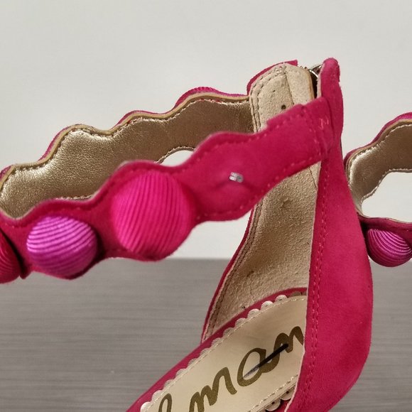 Sam Edelman Addison Pom Pom Heel Pump, Pink Leather, Womens Size 5 M / 35 - Picture 12 of 12